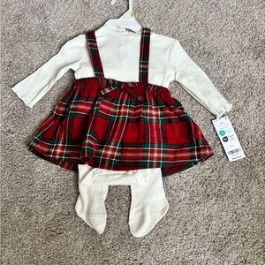 Carter’s Baby Girls Red Plaid Suspender Skirt Set